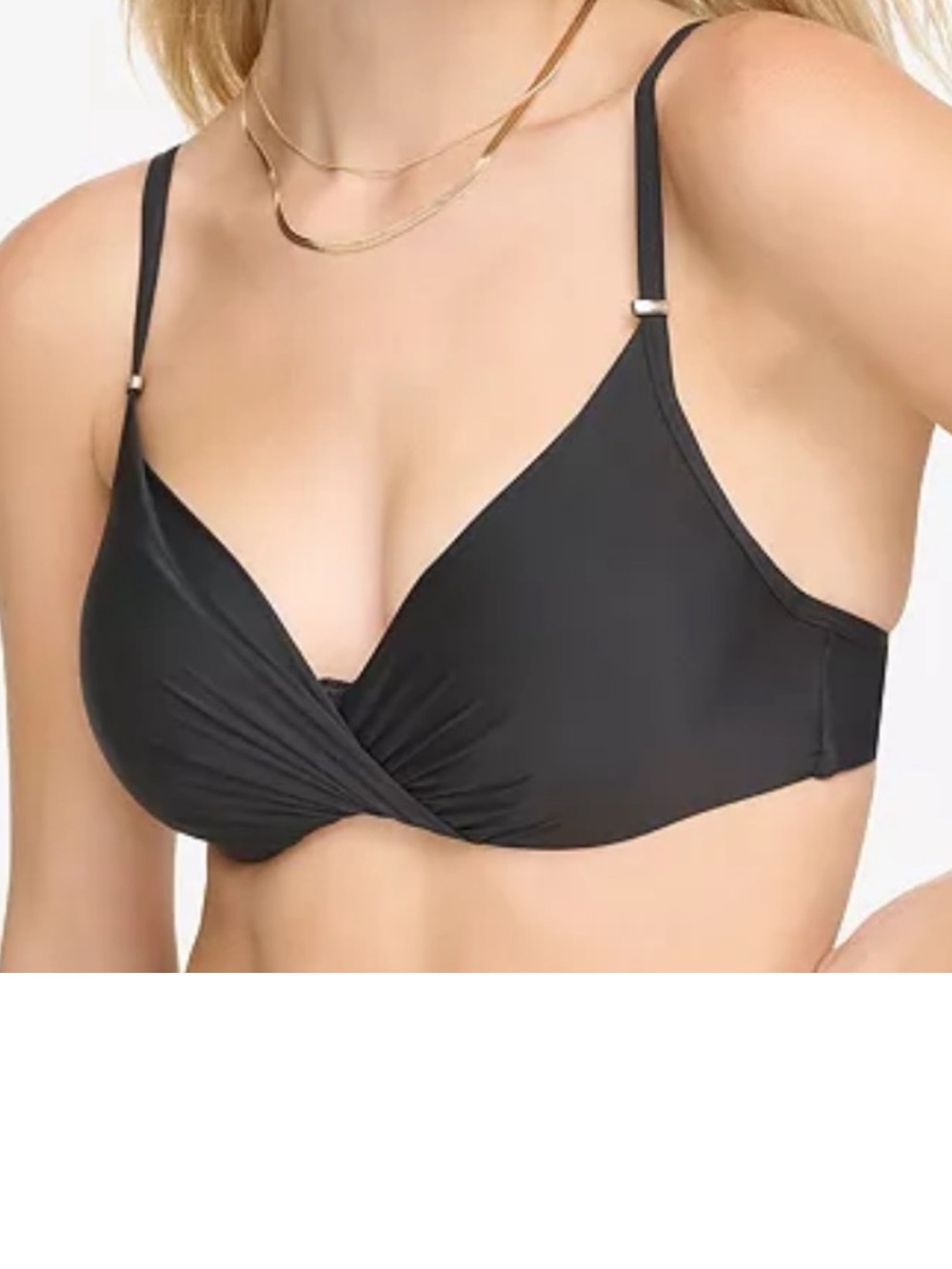 Calvin Klein Small Top Bikini Pleated Underwire black adjustable molded cups NWT